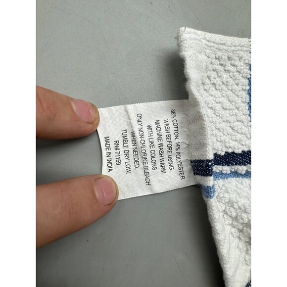 Plaid Kitchen Dish Towels Set Of 2 - Navy Blue & White Cotton Polyester READ - Picture 6 of 9